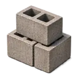 Stacked gray hollow concrete masonry blocks.