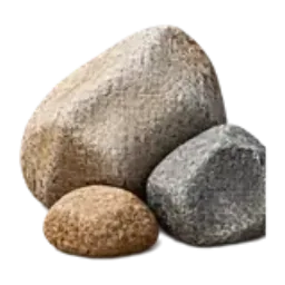 A group of large rounded landscape rocks.