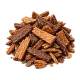 A loose pile of reddish-brown wood mulch.